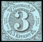 Stamp of German States » Thurn and Taxis 1853, 3kr black on greenish blue, mint