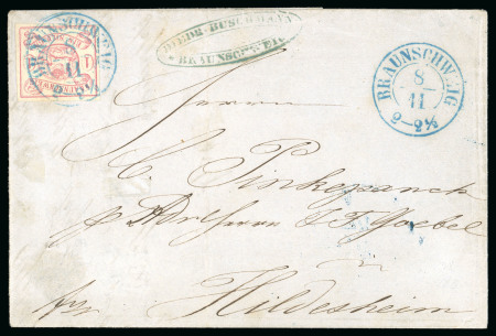 Stamp of German States » Brunswick 1852-56, 1sgr carmine on cover