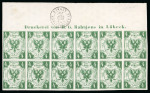 Stamp of German States » Lubeck 1859, 4s dark green, horizontal block of twelve, sheet