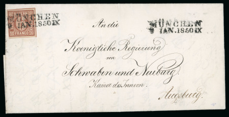 Stamp of German States » Bavaria 1849, 6kr brown-orange, on very fresh cover