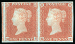 Stamp of Great Britain » 1841 1d Red 1841, 1d red-brown on very blue paper, MD-ME, mint o.g. pair 