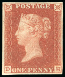 Stamp of Great Britain 1841, 1d red-brown group incl. two mint and one used
