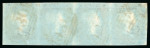 Stamp of Great Britain 1841, 2d blue pl.3, KG-KJ strip of four with fine to
