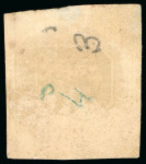 Stamp of Great Britain 1847-54 Embossed 1s pale green, with close to very large margins, neatly cancelled by Dublin "186" spoon