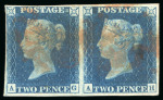 Stamp of Great Britain 1840, 1d black and 2d blue group
