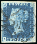 Stamp of Great Britain 1840, 1d black and 2d blue group