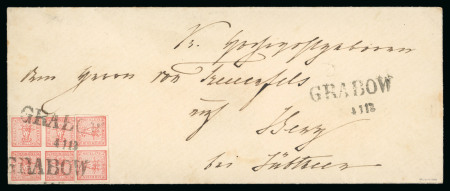 Stamp of German States » Mecklenburg Schwerin 1856, 4/4s and 2/4s vermilion used on cover