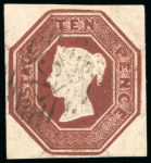 Stamp of Great Britain 1847-54 Embossed 10d brown die I, fine to good margins,