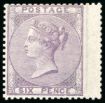 Stamp of Great Britain » 1855-1900 Surface Printed » 1855-57 No Corner Letters 1855-57 6d lilac wmk Emblems mint h.r. right wing marginal