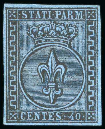 Stamp of Italian States » Parma 1852, 40c blue, a well margined mint example