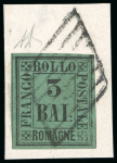 Stamp of Italian States » Romagna 1859, 3b dark green, a large margined example clean