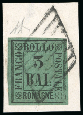 Stamp of Italian States » Romagna 1859, 3b dark green, a large margined example clean