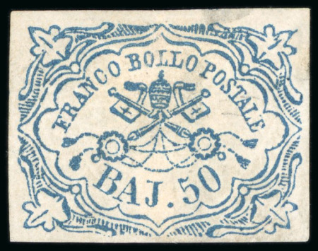 Stamp of Italian States » Papal States 1852, 50b blue, unused without gum