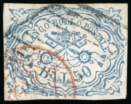 Stamp of Italian States » Papal States 1852, 50b blue, used