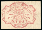 Stamp of Italian States » Papal States 1852, 1s rose-carmine, a remarkable marginal example mint