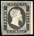 Stamp of Italian States » Sardinia 1851, 5c black, unused with traces of gum