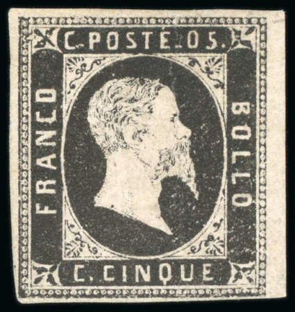 Stamp of Italian States » Sardinia 1851, 5c black, unused with traces of gum