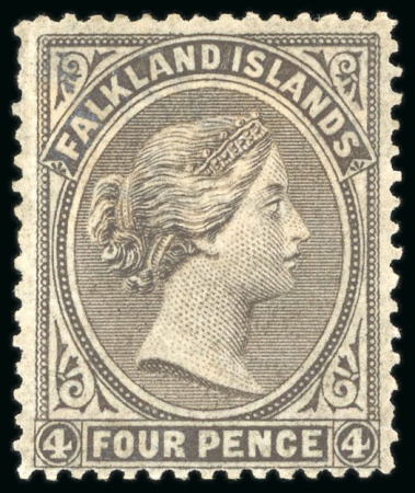Stamp of Falkland Islands 1878-79 No Wmk 4d grey-black, mint part original gum,