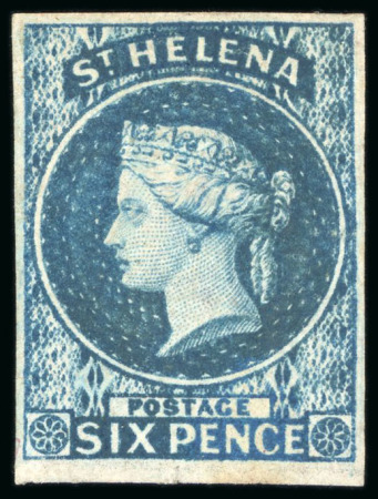 Stamp of St. Helena 1856-80, Small group incl. 1856 6d imperf. mint o.g. with good to large margins