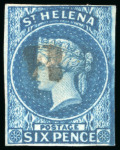 Stamp of St. Helena 1856-80, Small group incl. 1856 6d imperf. mint o.g. with good to large margins