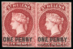 Stamp of St. Helena 1856-80, Small group incl. 1856 6d imperf. mint o.g. with good to large margins