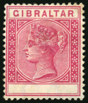 Stamp of Gibraltar 1889-96, 10c Carmine with value omitted error, mint