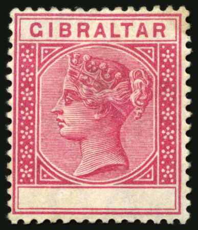 Stamp of Gibraltar 1889-96, 10c Carmine with value omitted error, mint
