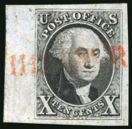 Stamp of United States » 1847 Issue 1847, George Washington, 10c black, left sheet margin,