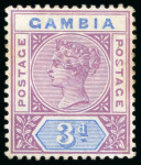 Stamp of Gambia 1898-1902 6d olive-green & carmine with variety malformed