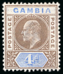 Stamp of Gambia 1898-1902 6d olive-green & carmine with variety malformed