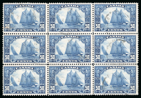 Stamp of Canada 1928-29, Pictorials - Bluenose 50c blue, used block