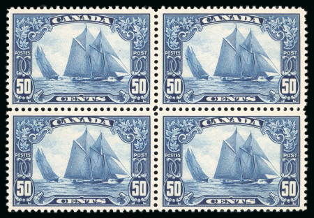 Stamp of Canada 1928-29, Pictorials - Bluenose 50c blue, mint nh, block