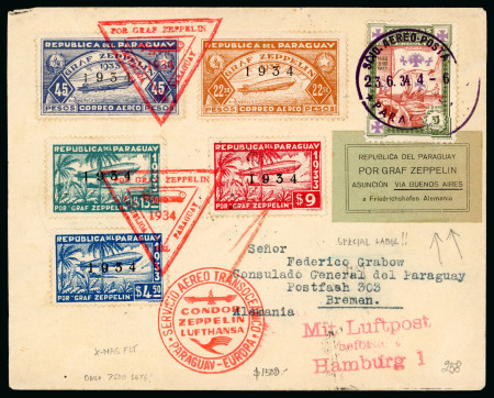 Stamp of Paraguay 1931-35, Zeppelin group of five covers to Germany,