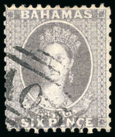 Stamp of Bahamas 1862, 6d lavender-grey perf.11 1/2, 12 used with with A05 numeral