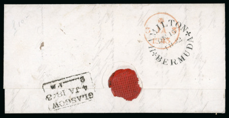 Stamp of Bermuda 1842 (Dec 15) Wrapper from Hamilton to Scotland, rated "1/-" with "HAMILTON / BERMUDA" despatch cds