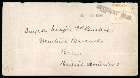 Stamp of British Honduras Cuthbert Brothers Local Post: 1895 (Sep 18) envelope to Newtown Barracks bearing the "Caye / Service / 3 cents" local issue