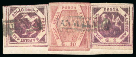 Stamp of Italian States » Naples 1858, 10gr carmine-rose, plate II, decoratively used