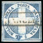 Stamp of Italian States » Naples 1858, 1/2t "Crocietta", Jean de Sperati single used and "die proof"