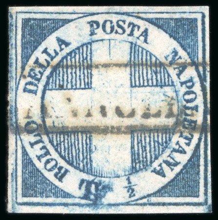 Stamp of Italian States » Naples 1858, 1/2t "Crocietta", Jean de Sperati single used and "die proof"