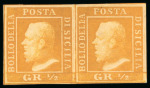 Stamp of Italian States » Sicily 1859, 1/2gr orange, plate II, a mint pair 