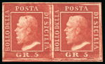Stamp of Italian States » Sicily 1859, 5gr carmine, plate I, mint pair