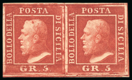 Stamp of Italian States » Sicily 1859, 5gr carmine, plate I, mint pair