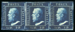 Stamp of Italian States » Sicily 1859, 10gr dark blue, a large margined strip of three, mint