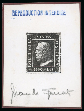 Stamp of Italian States » Sicily 1859, 10gr black, Spearti "die proof" 