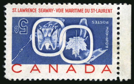 Stamp of Canada 1959 St. Lawrence Seaway 5c with <mark>inverted</mark> <mark>centre</mark>, mint l.h.