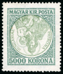 Stamp of Hungary 1925, <mark>Madonna</mark> and Child, 5000k dark green and yellow-green,