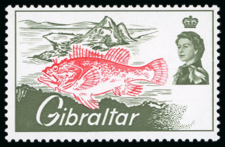 Stamp of Gibraltar 1966 Sea Angling Championships 7d with black omitted error