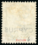 Stamp of Cyprus 1880, 4d sage-green mint, 6d unused and 1s unused