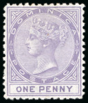 Stamp of Dominica 1874 CC 1d lilac, unused, fine (SG £150)