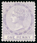 Stamp of Dominica 1874 CC 1d lilac, unused, light bend, fine (SG £150)